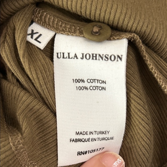 NWT Ulla Johnson Pía Ribbed Cotton Poplin Sleeve Top Khaki green - Picture 7 of 8